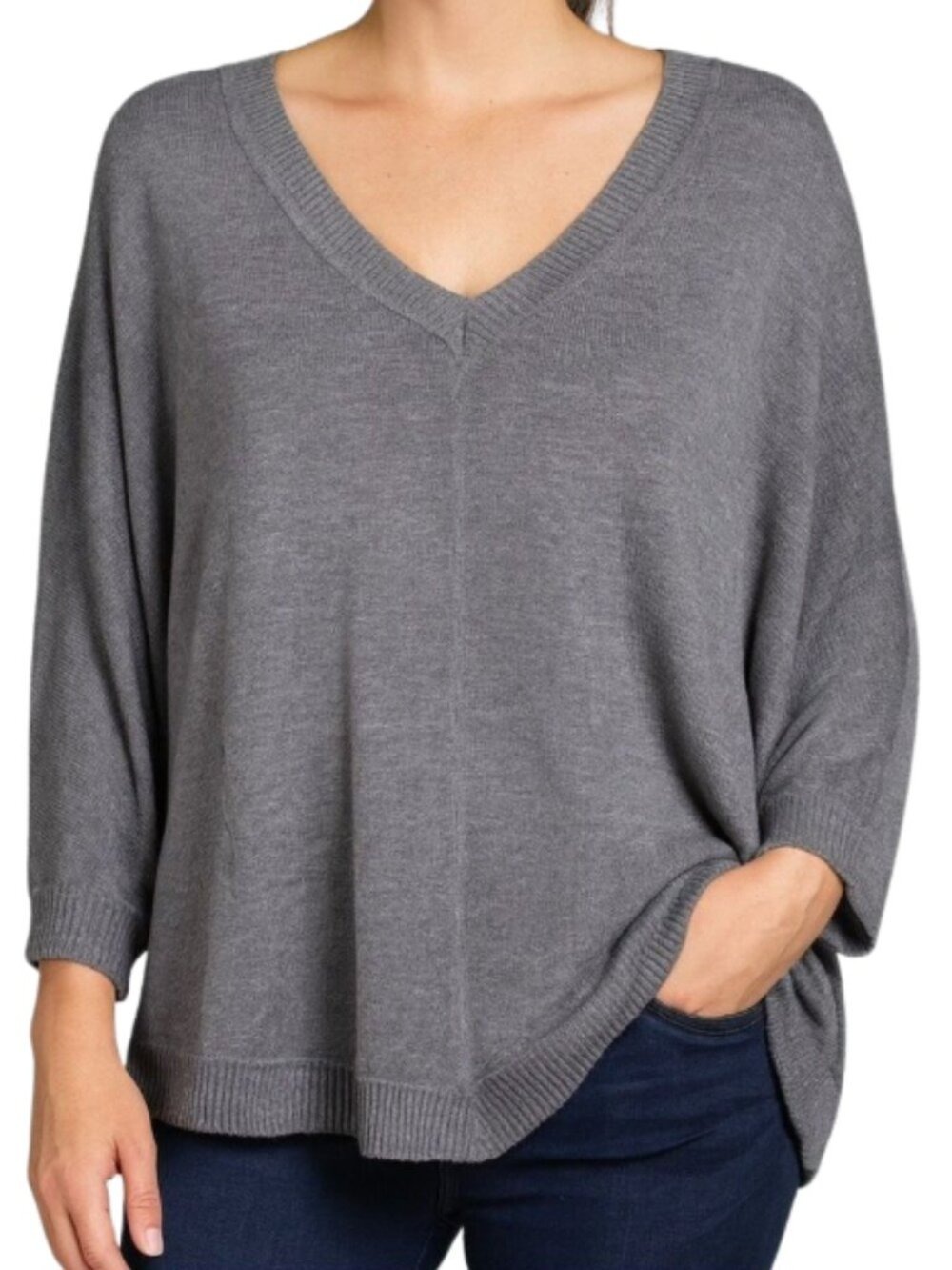 Splendid Gray Poncho Sweater